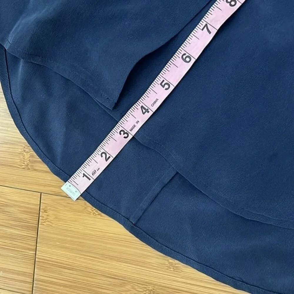 NWT Equipment Femme navy Adalyn Silk Sleeveless Shirtdress button down Size L - Picture 9 of 10